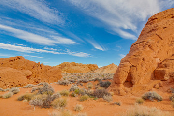 Panoramic picture of colorful rock formation in the valley of fire state park in Nevada x