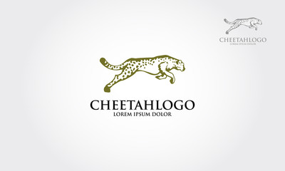 Cheetah Vector Logo Illustration. Jumping cheetah logo. © LintangDesign