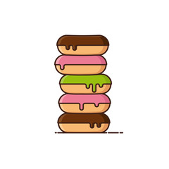 Stack of donuts isolated vector illustration