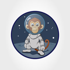 astronaut monkey at the moon, vector cartoon illustration