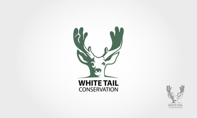 White Tail Conservation Vector Logo Illustration. Artistic vector logo silhouette of a white tail.