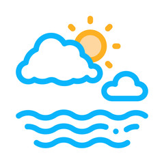 Cloudy Weather on Sea Icon Vector. Outline Cloudy Weather on Sea Sign. Isolated Contour Symbol Illustration