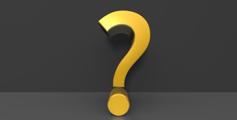 question mark gold question sign 3d interrogation point