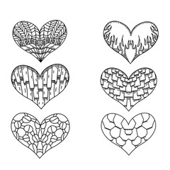 set of hearts ornamental pattern with style mandalas. 