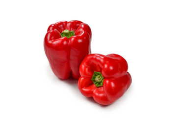 Fresh red bell pepper isolated on white background.