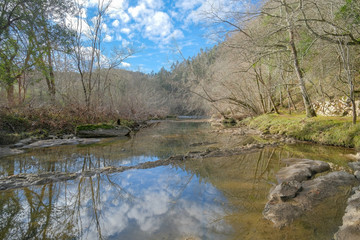 Sky reflections in a river
