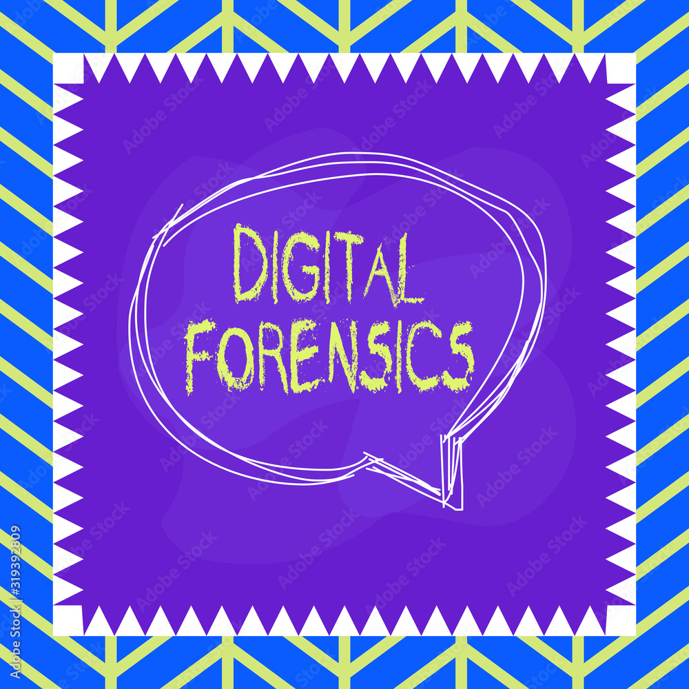 Poster handwriting text writing digital forensics. conceptual photo investigation of material found in digi