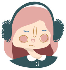 Pink-haired girl wearing headphones People Flat avatars Vector Illustration