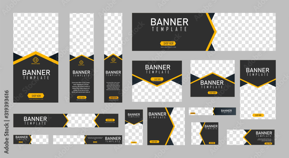 Wall mural set of creative web banners of standard size with a place for photos. business ad banner. vertical, 