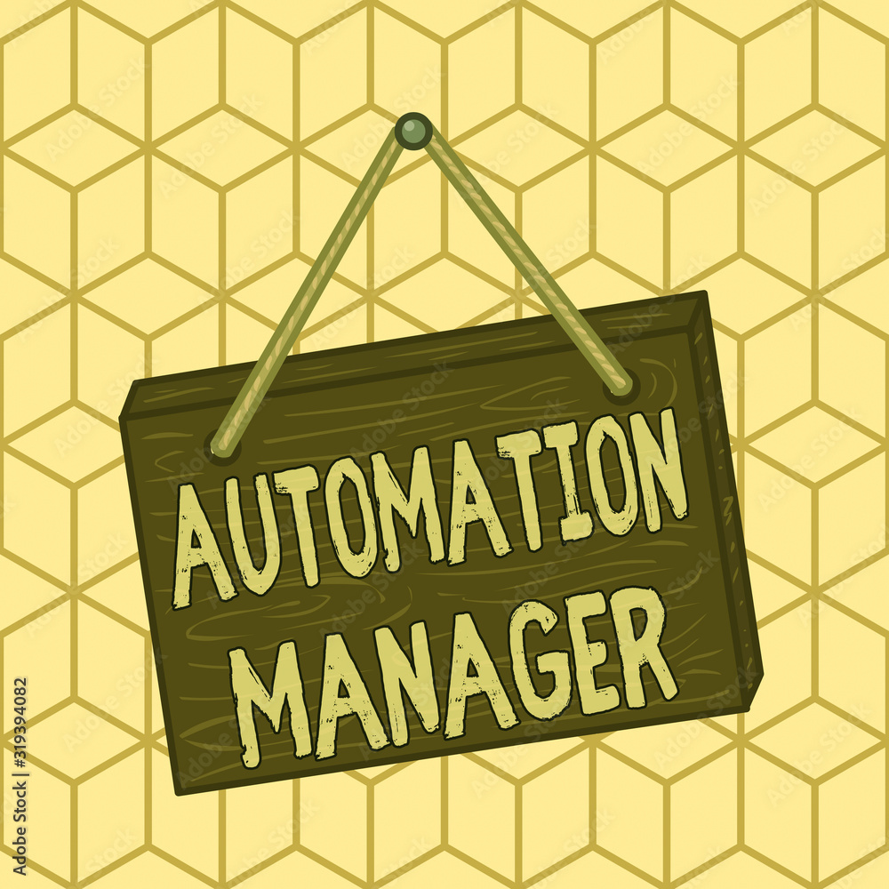 Poster writing note showing automation manager. business concept for eliminate repetiative tasks across you
