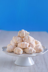 Homemade shortbread cookies with icing sugar to be served with tea or coffee