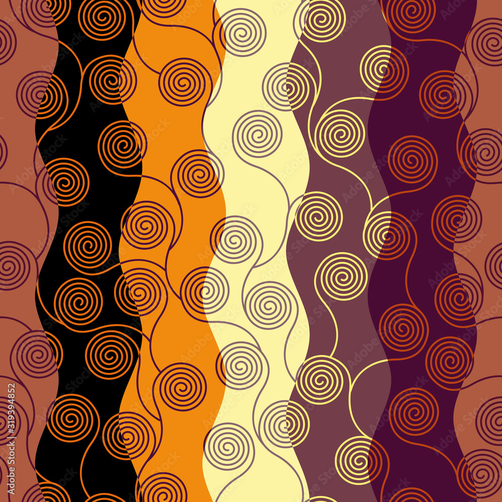 Poster Curly waves pattern in Art Nouveau style.