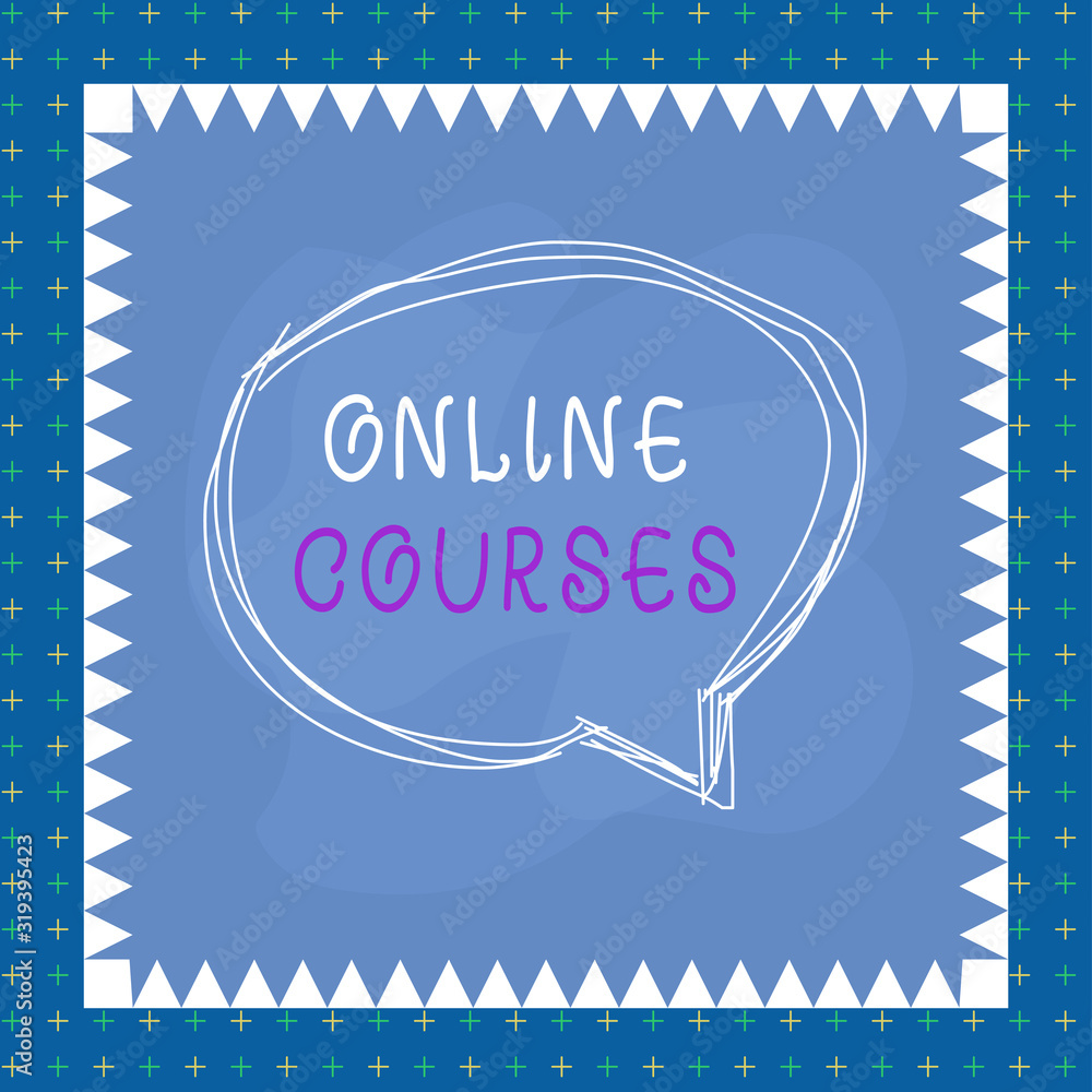 Poster text sign showing online courses. business photo text courses deliver a series of lessons to a web b