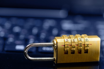 code numbers pad lock on laptop computer