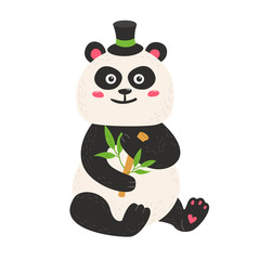 Cute poster with panda bear