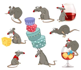 Deurstickers Vector set illustratie van schattige stripfiguur rat voor jou ontwerp en computerspel © liusa