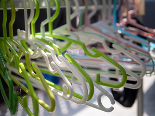 Cloth hanger on a clothes line