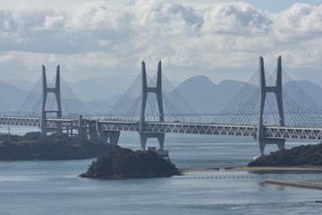 日本の岡山県倉敷市瀬戸大橋