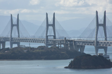 日本の岡山県倉敷市瀬戸大橋