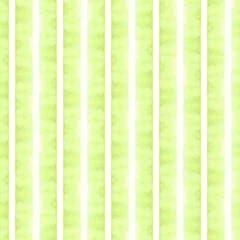 Store enrouleur occultant sans perçage Rayures verticales Ligne de bande watecolor vert vif en motif transparent sur fond blanc.