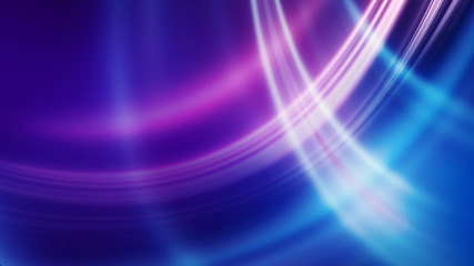 Dark blue abstract background with ultraviolet neon glow, blurry light lines, waves
