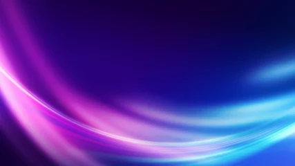 Wall murals Fractal waves Dark blue abstract background with ultraviolet neon glow, blurry light lines, waves