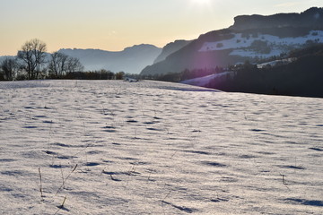 Le Plateau des Petites Roches recouverte de la neige de novembre