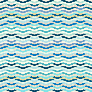 Blue waves pattern in patchwork style.