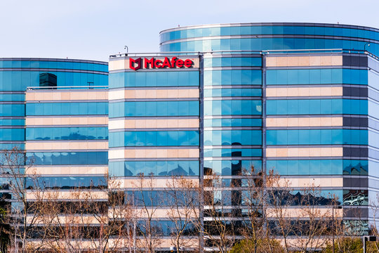 Jan 29, 2020 Santa Clara / CA / USA - McAfee Headquarters in Silicon Valley; McAfee, LLC is an American global computer security software company, joint venture between TPG Capital and Intel