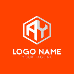 initial letters AY hexagon logo template