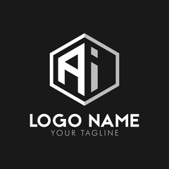 initial letters AI hexagon logo template