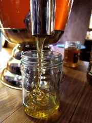 Natural honey filtered in glass jars	