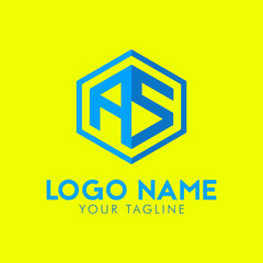 initial letters AS hexagon logo template