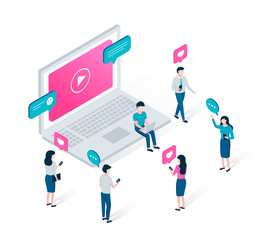 Vlog, video blogging isometric concept.