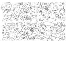 Illustration of a Children's Performing on Stage. Theatre with kids