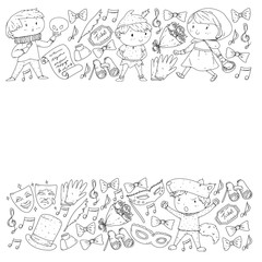 Illustration of a Children's Performing on Stage. Theatre with kids