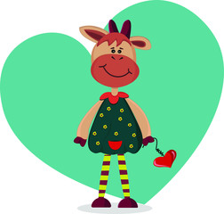 funny painted cow, will decorate your holidays, suitable design, Valentine's day, New Year 2021 of the cow, vector, eps format EPS