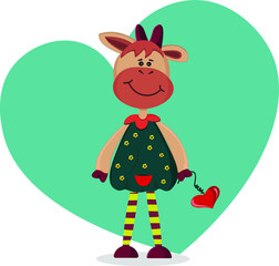 Fototapeta premium funny painted cow, will decorate your holidays, suitable design, Valentine's day, New Year 2021 of the cow, vector, eps format EPS