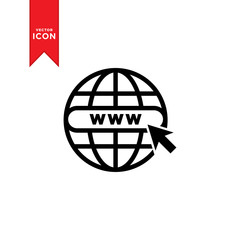 World Wide Web icon vector. Go to web icon simple design on white background.