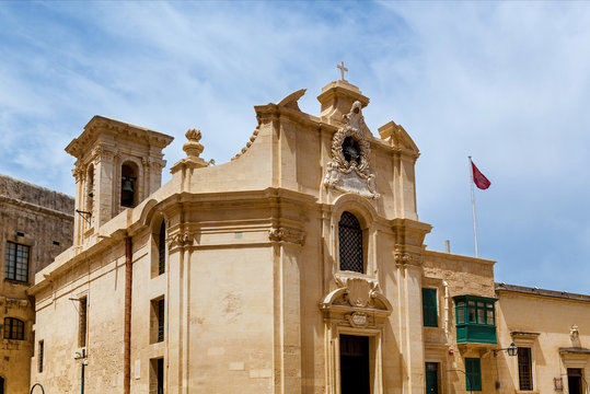 The ancient catholic church in Valletta, Malta