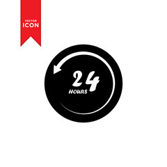 24 hours icon vector. Twenty four hour icon. 24 hour logo illustration. Trendy flat design style on white background.