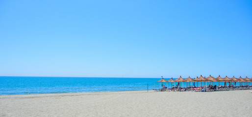 Playa de Carvajal, Fuengirola, Andalusia, Spain, Europe - obrazy, fototapety, plakaty