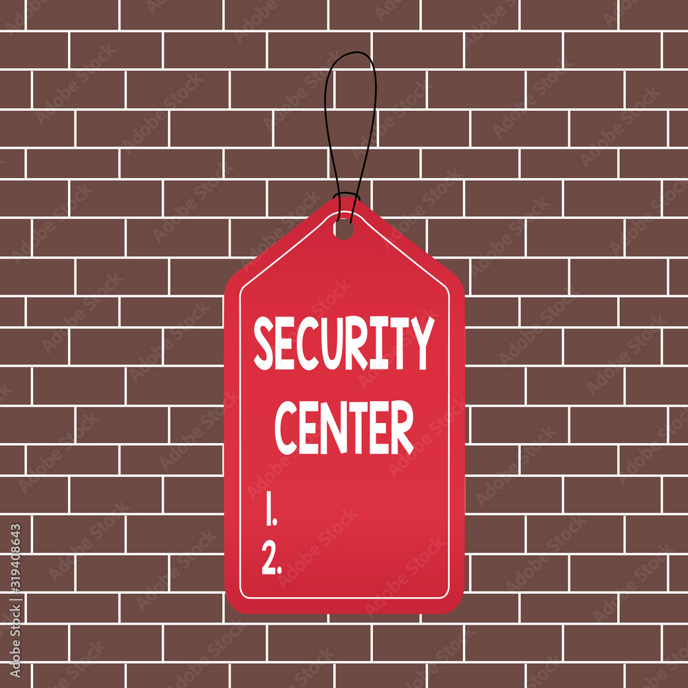 Poster text sign showing security center. business photo text centralized unit that deals with security iss