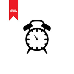Alarm clock icon vector. Simple design on white background.