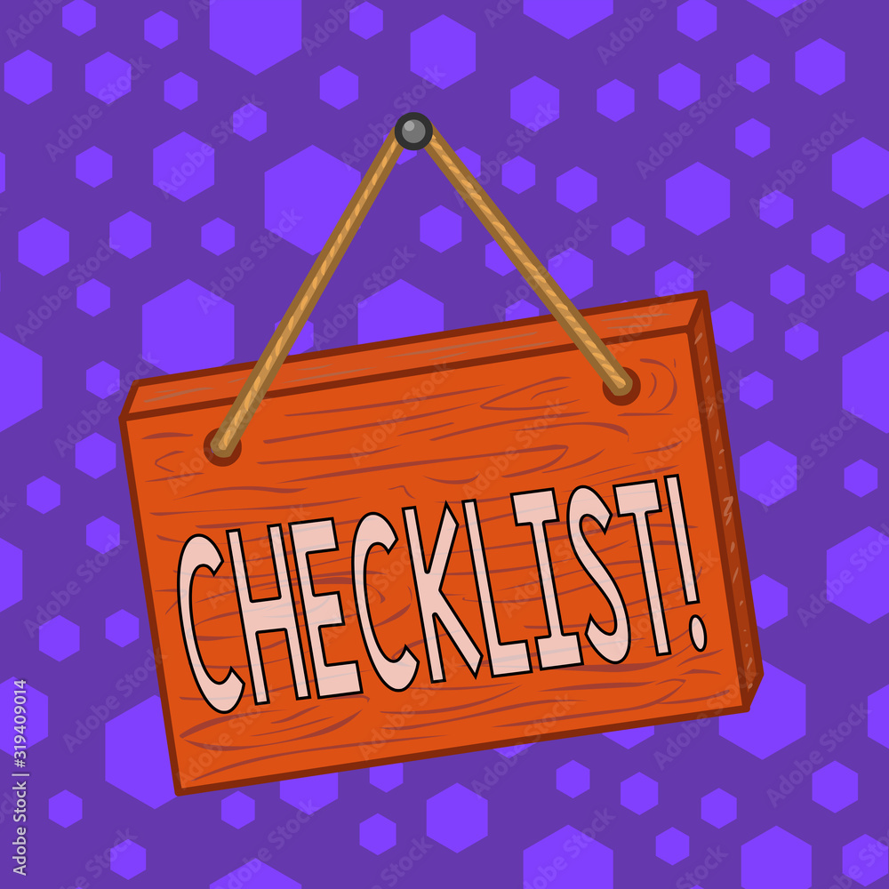 Poster writing note showing checklist. business concept for list items required things be done or points co