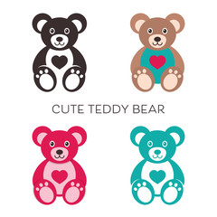 Vector cute abstract teddy bear icons collection isolated