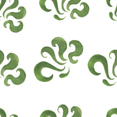 Obraz premium Swirls, pattern, individual elements. Watercolor illustration, hand drawn Seamless pattern. Print, textiles. Vintage, retro. Victorian style, sea, waves