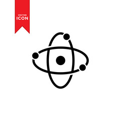 Atom icon vector. Simple design on white background.