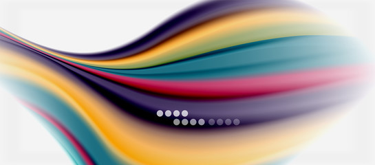 Wave lines abstract background, smooth silk design with rainbow style colors. Liquid fluid color waves. Vector Illustration