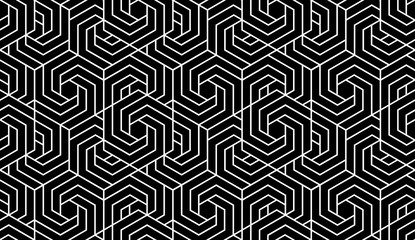 Abstract geometric pattern with stripes, lines. Seamless vector background. White and black ornament. Simple lattice graphic design